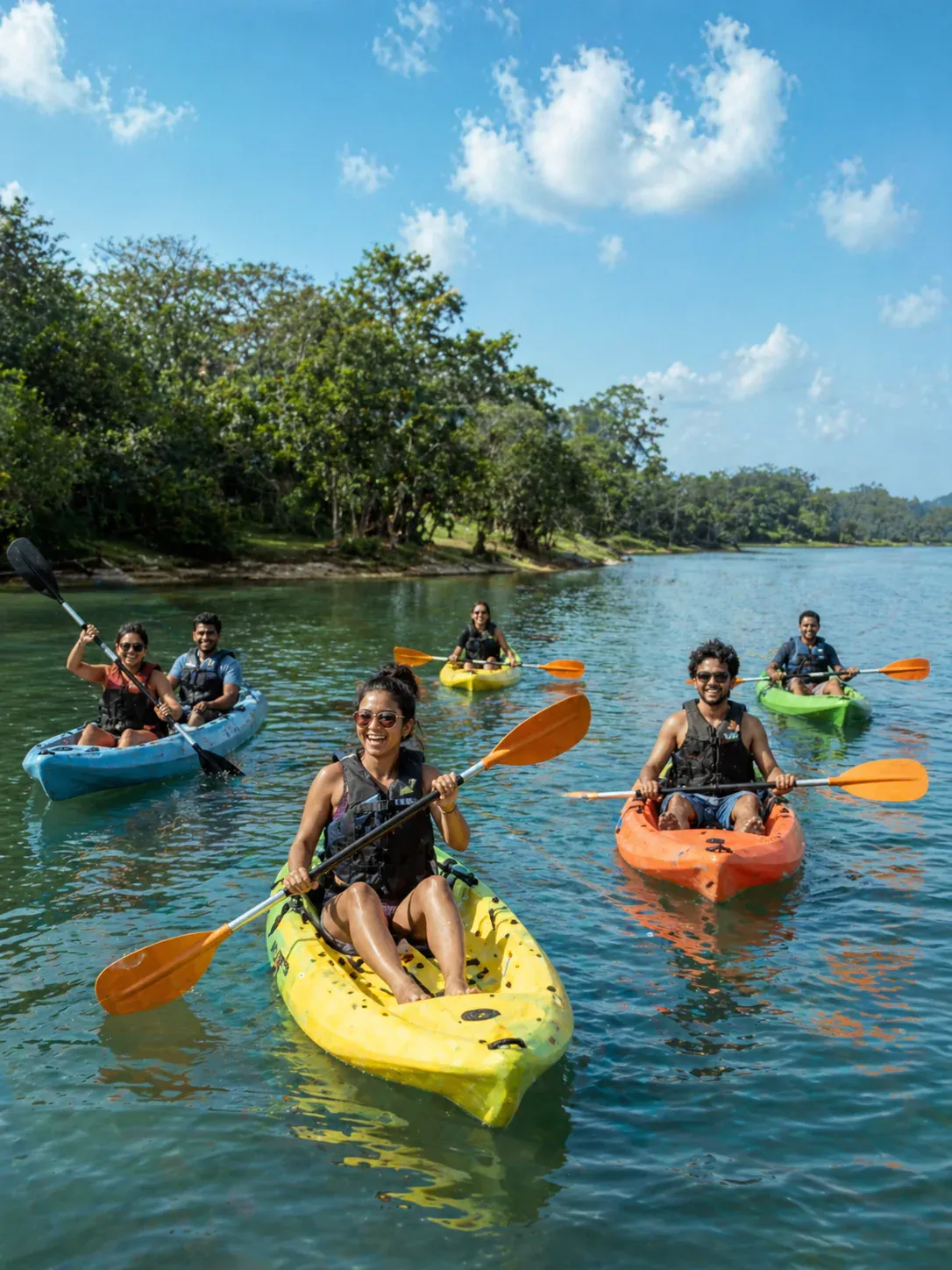 Guests kayaking on Koggala Lake